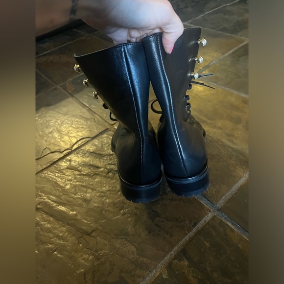 Stuart Weitzman Laine Pearl Leather Combat Boot - Picture 7 of 11